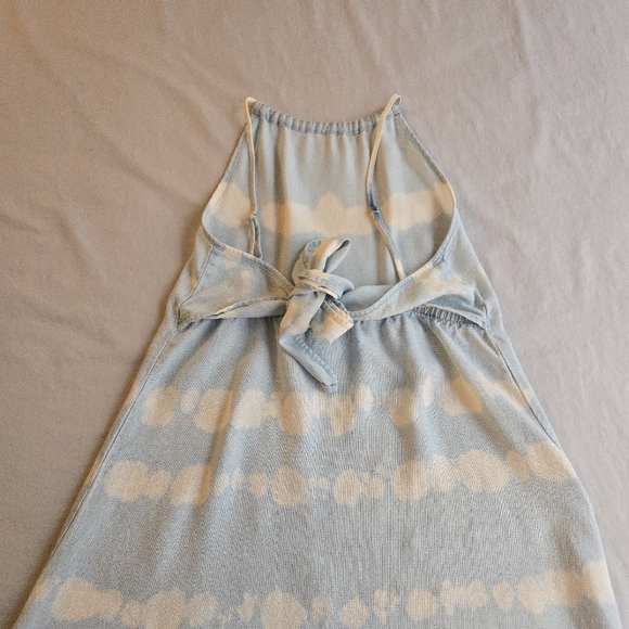 Anthropologie Cloth & Stone Tie-Dye Swing Mini Dress Cloud Blue & White - Picture 9 of 13